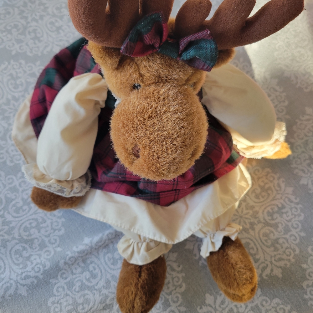 Plaid Dress Moose Plush Toy